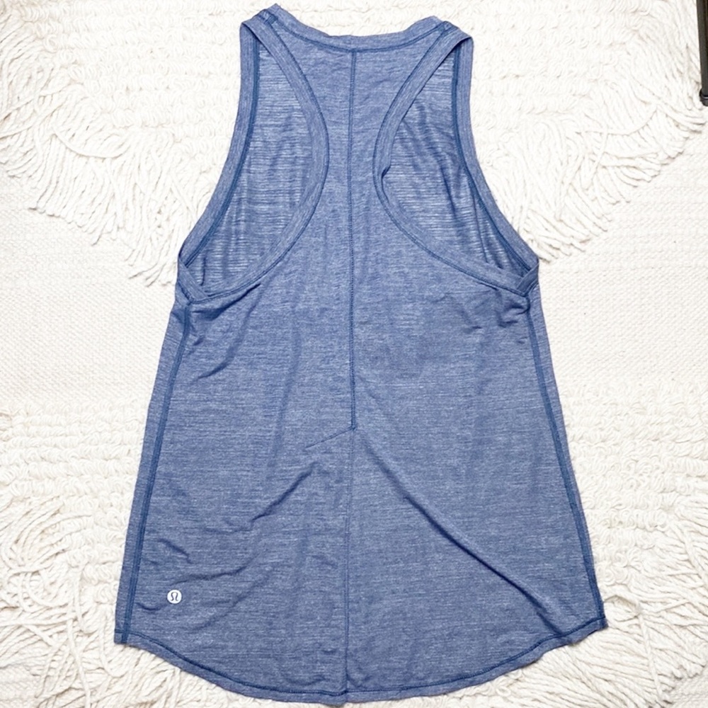 LULULEMON heathered Astro blue Hot Like Agni Singlet split back tank top 4
